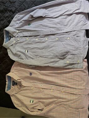 Chaps Boys Button-Down Shirt Duo - Purple/Black & Orange/Blue Checked